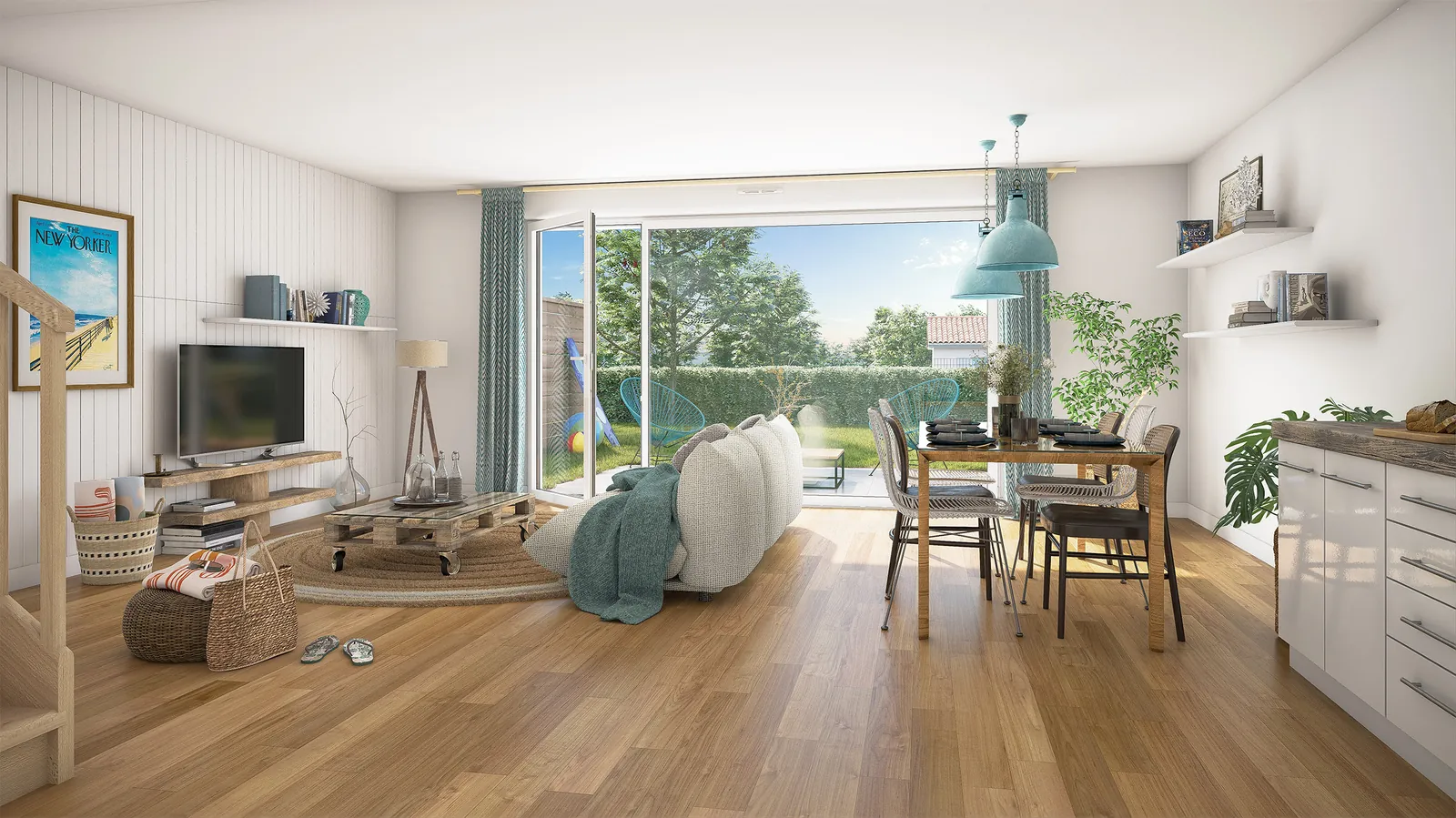 Intérieur d’une maison des Cottages Dunes & Mer